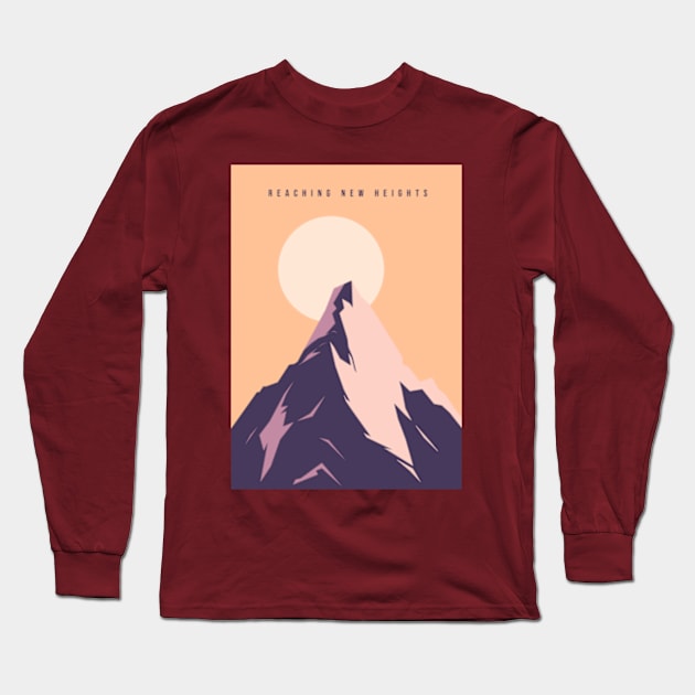 Reaching New Heights Mountaintop Illustration Long Sleeve T-Shirt by lisousisa